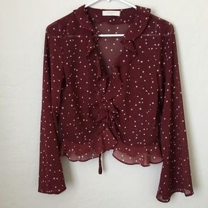 Nordstrom Elodie star print ruffle Lace-up Top